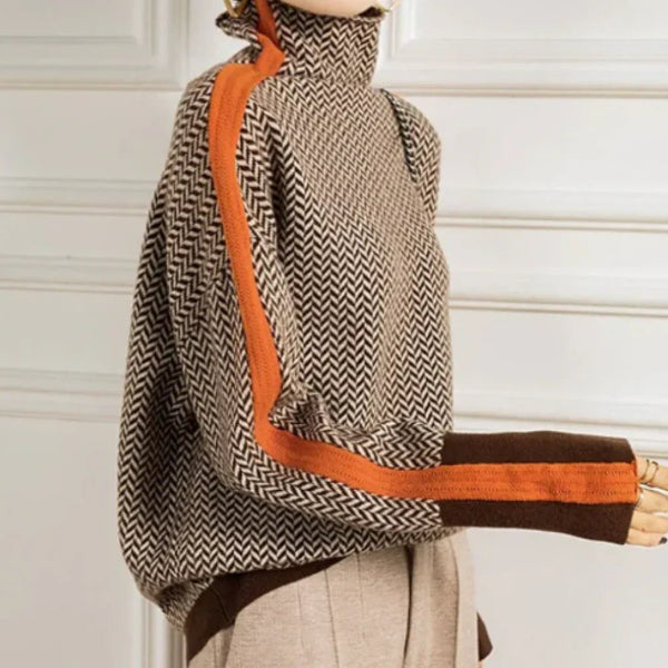 Samantha | Herringbone Luxe Turtleneck