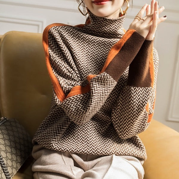 Samantha | Herringbone Luxe Turtleneck