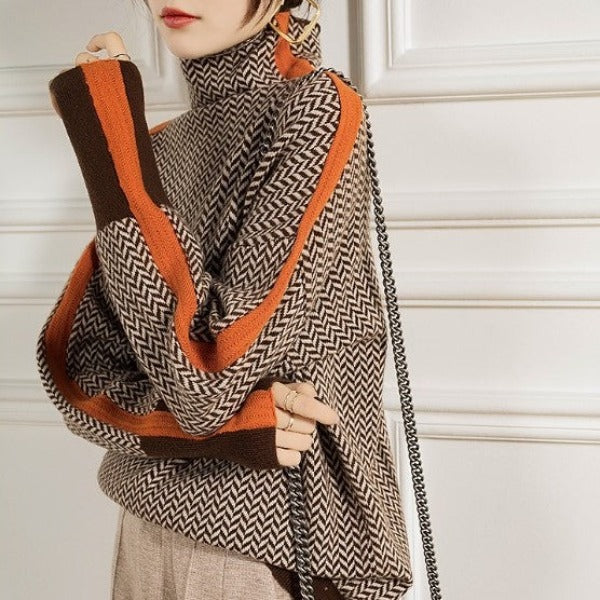Samantha | Herringbone Luxe Turtleneck