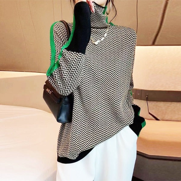 Samantha | Herringbone Luxe Turtleneck